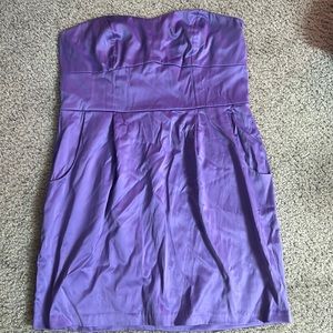Purple strapless dress